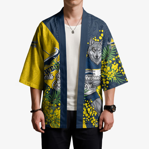 North Queensland Cowboys Kimono Golden Wattle Floral Polynesian - Australian Flower - Rugby Mascot