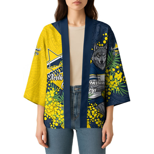 North Queensland Cowboys Kimono Golden Wattle Floral Polynesian - Australian Flower - Rugby Mascot
