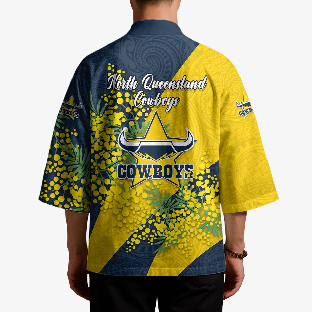 North Queensland Cowboys Kimono Golden Wattle Floral Polynesian - Australian Flower - Rugby Mascot