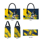 North Queensland Cowboys Leather Bag Golden Wattle Floral Polynesian - Australian Flower - Rugby Mascot