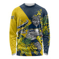 North Queensland Cowboys Long Sleeve Shirt Golden Wattle Floral Polynesian - Australian Flower - Rugby Mascot