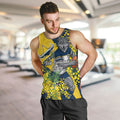 North Queensland Cowboys Men Tank Top Golden Wattle Floral Polynesian - Australian Flower - Rugby Mascot