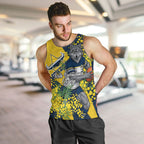 North Queensland Cowboys Men Tank Top Golden Wattle Floral Polynesian - Australian Flower - Rugby Mascot