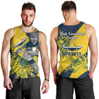 North Queensland Cowboys Men Tank Top Golden Wattle Floral Polynesian - Australian Flower - Rugby Mascot