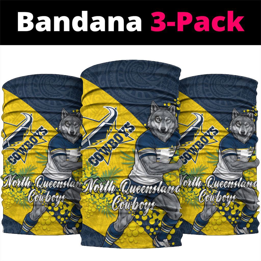 North Queensland Cowboys Neck Gaiter Golden Wattle Floral Polynesian - Australian Flower - Rugby Mascot