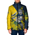 North Queensland Cowboys Padded Jacket Golden Wattle Floral Polynesian - Australian Flower - Rugby Mascot
