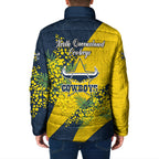 North Queensland Cowboys Padded Jacket Golden Wattle Floral Polynesian - Australian Flower - Rugby Mascot