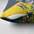 North Queensland Cowboys Pillow Cover Golden Wattle Floral Polynesian - Australian Flower - Rugby Mascot