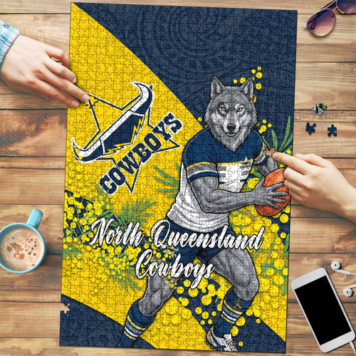 North Queensland Cowboys Puzzle Golden Wattle Floral Polynesian - Australian Flower - Rugby Mascot