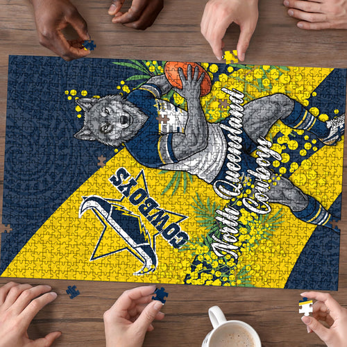 North Queensland Cowboys Puzzle Golden Wattle Floral Polynesian - Australian Flower - Rugby Mascot