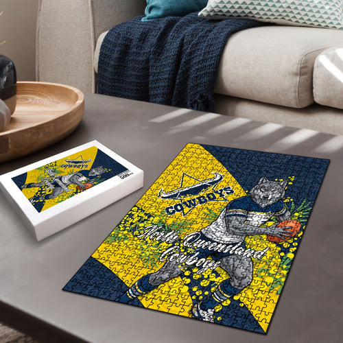 North Queensland Cowboys Puzzle Golden Wattle Floral Polynesian - Australian Flower - Rugby Mascot