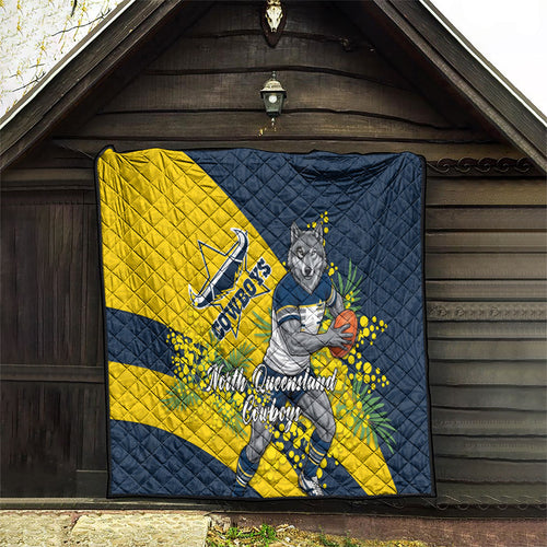 North Queensland Cowboys Quilt Golden Wattle Floral Polynesian - Australian Flower - Rugby Mascot