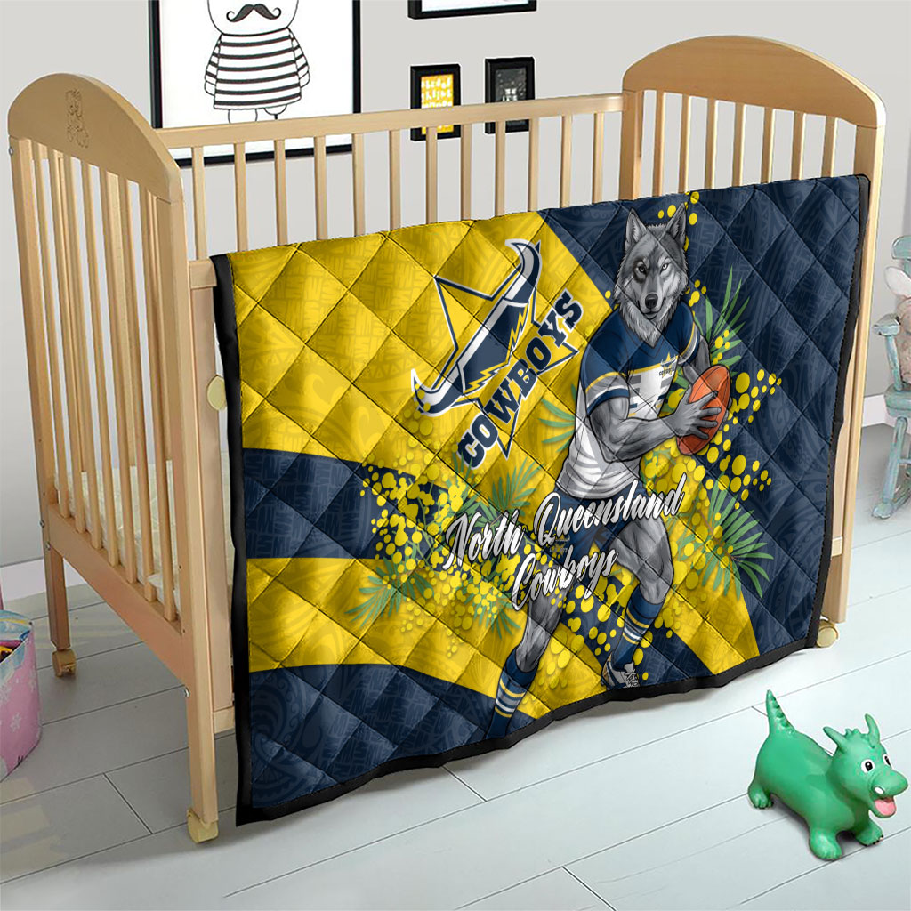 North Queensland Cowboys Quilt Golden Wattle Floral Polynesian - Australian Flower - Rugby Mascot