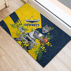 North Queensland Cowboys Rubber Doormat Golden Wattle Floral Polynesian - Australian Flower - Rugby Mascot