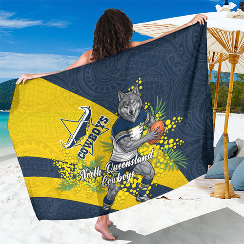 North Queensland Cowboys Sarong Golden Wattle Floral Polynesian - Australian Flower - Rugby Mascot