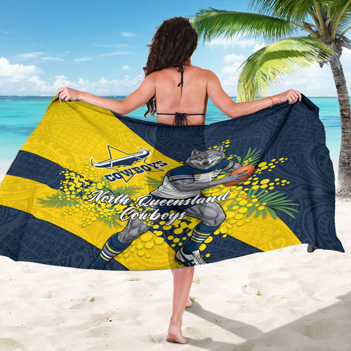 North Queensland Cowboys Sarong Golden Wattle Floral Polynesian - Australian Flower - Rugby Mascot