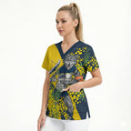North Queensland Cowboys Scrub Top Golden Wattle Floral Polynesian - Australian Flower - Rugby Mascot