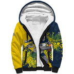 North Queensland Cowboys Sherpa Hoodie Golden Wattle Floral Polynesian - Australian Flower - Rugby Mascot