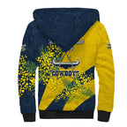 North Queensland Cowboys Sherpa Hoodie Golden Wattle Floral Polynesian - Australian Flower - Rugby Mascot