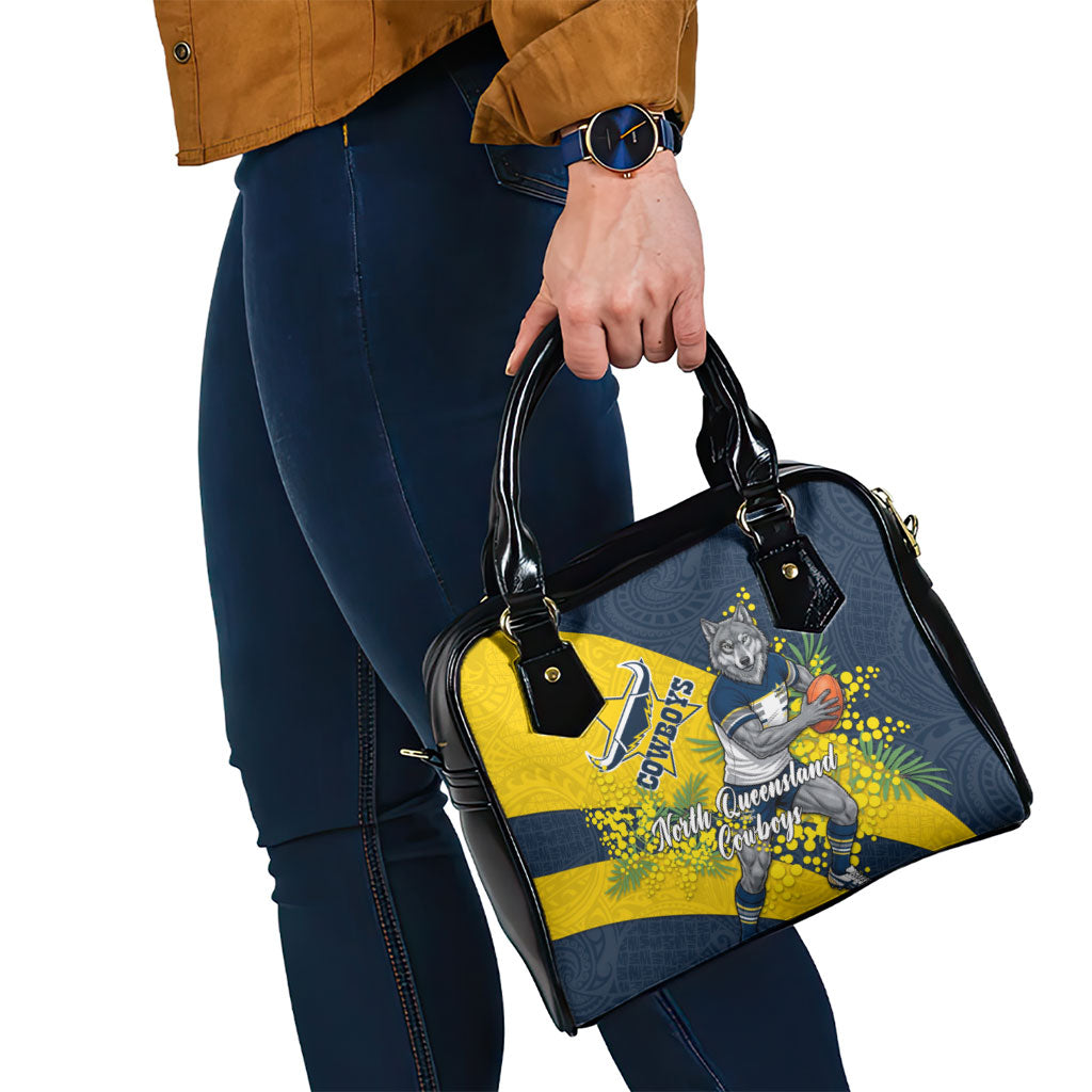 North Queensland Cowboys Shoulder Handbag Golden Wattle Floral Polynesian - Australian Flower - Rugby Mascot