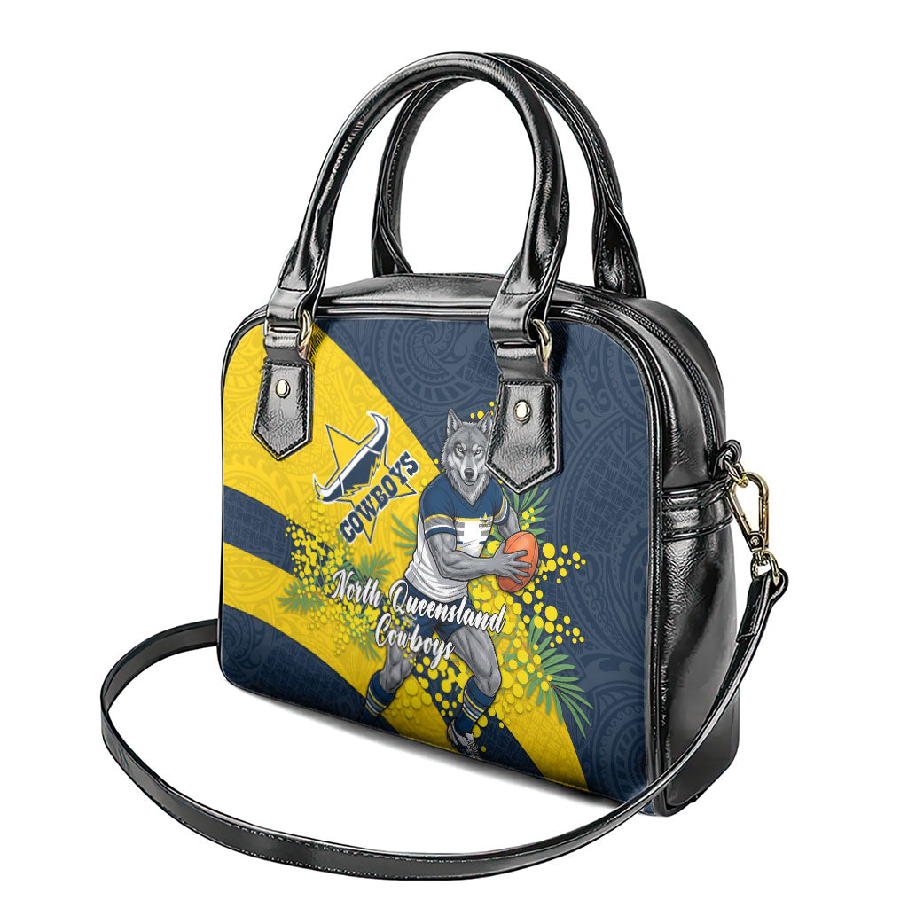 North Queensland Cowboys Shoulder Handbag Golden Wattle Floral Polynesian - Australian Flower - Rugby Mascot