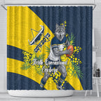 North Queensland Cowboys Shower Curtain Golden Wattle Floral Polynesian - Australian Flower - Rugby Mascot