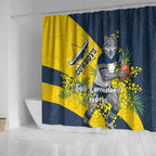 North Queensland Cowboys Shower Curtain Golden Wattle Floral Polynesian - Australian Flower - Rugby Mascot