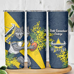 North Queensland Cowboys Skinny Tumbler Golden Wattle Floral Polynesian - Australian Flower - Rugby Mascot