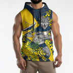 North Queensland Cowboys Sleeveless Hoodie Golden Wattle Floral Polynesian - Australian Flower - Rugby Mascot