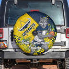 North Queensland Cowboys Spare Tire Cover Golden Wattle Floral Polynesian - Australian Flower - Rugby Mascot