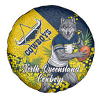 North Queensland Cowboys Spare Tire Cover Golden Wattle Floral Polynesian - Australian Flower - Rugby Mascot
