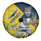 North Queensland Cowboys Spare Tire Cover Golden Wattle Floral Polynesian - Australian Flower - Rugby Mascot