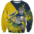 North Queensland Cowboys Sweatshirt Golden Wattle Floral Polynesian - Australian Flower - Rugby Mascot
