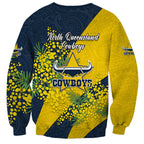 North Queensland Cowboys Sweatshirt Golden Wattle Floral Polynesian - Australian Flower - Rugby Mascot