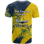 North Queensland Cowboys T Shirt Golden Wattle Floral Polynesian - Australian Flower - Rugby Mascot