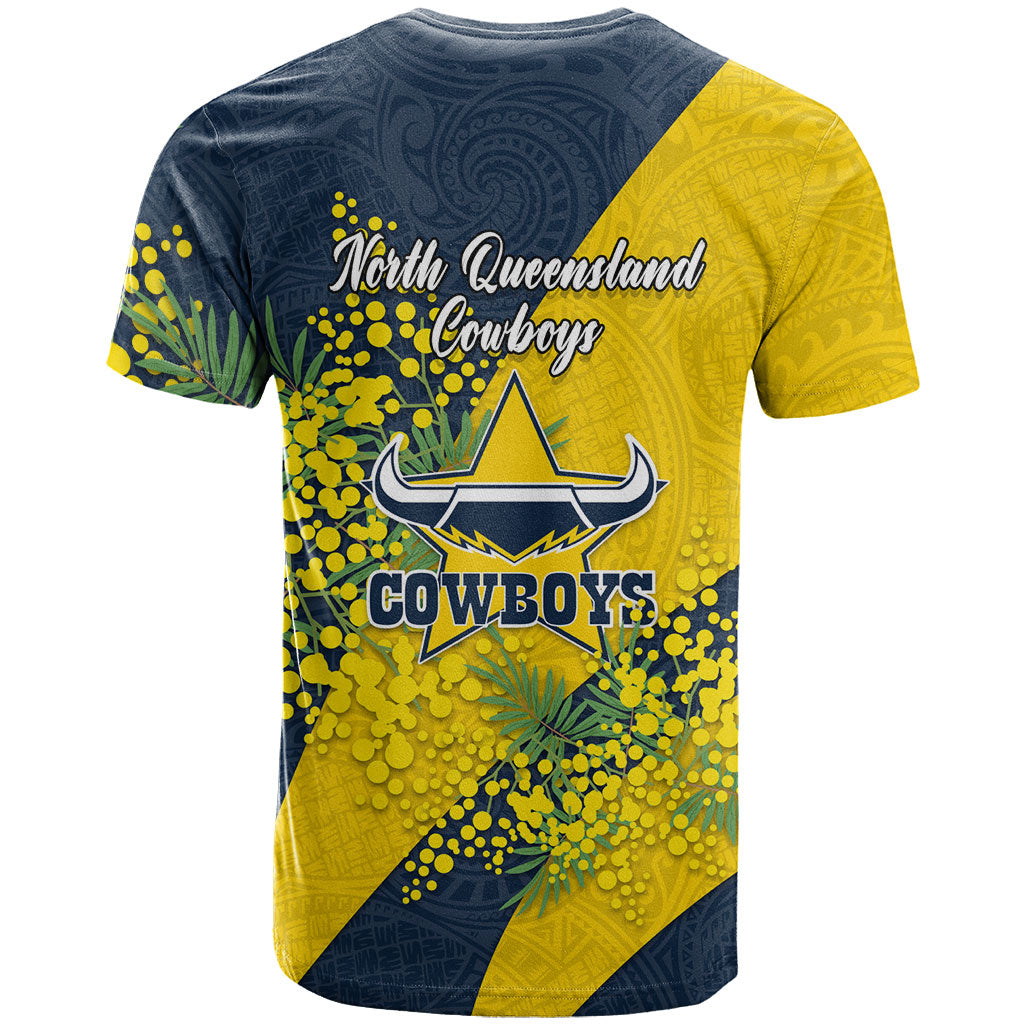 North Queensland Cowboys T Shirt Golden Wattle Floral Polynesian - Australian Flower - Rugby Mascot