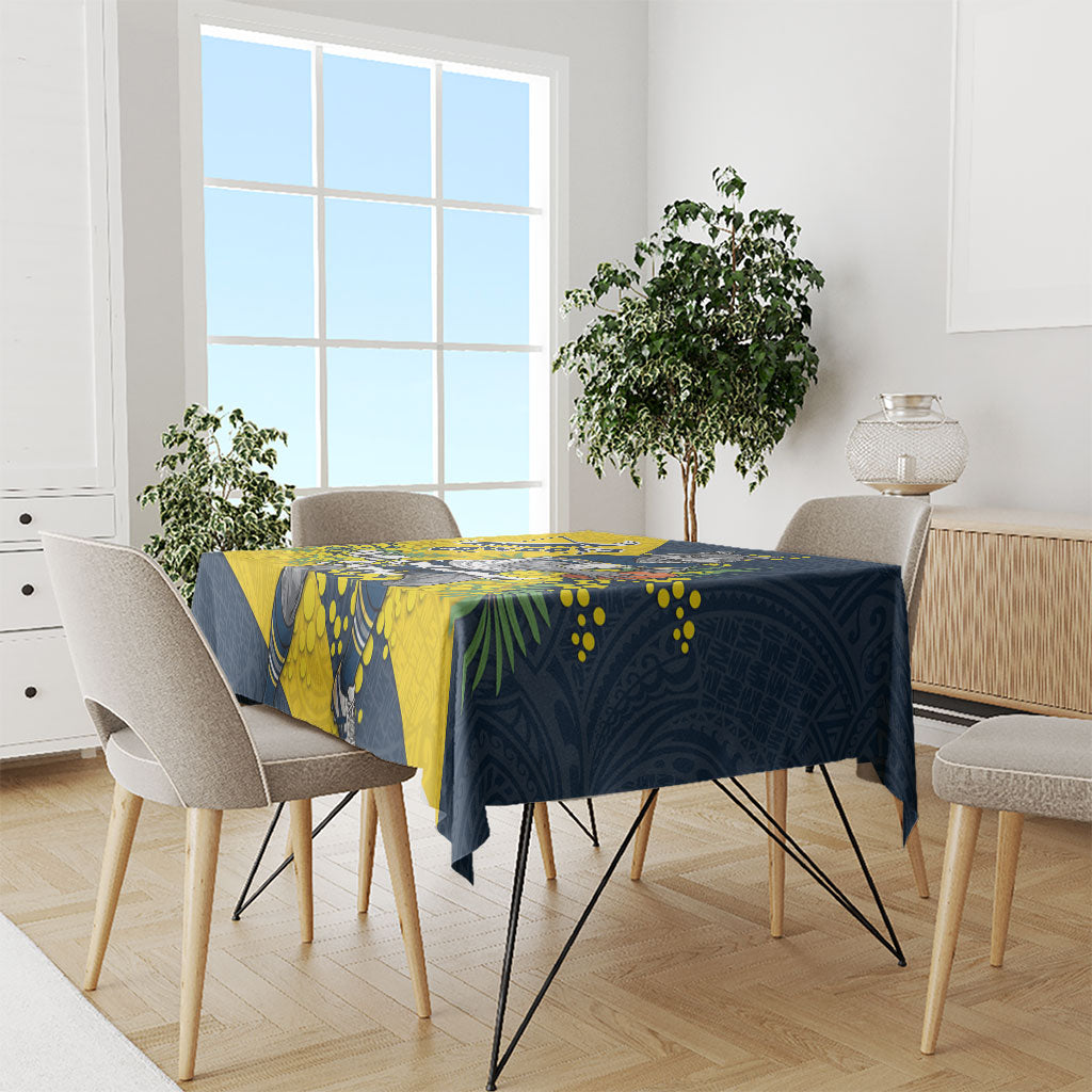 North Queensland Cowboys Tablecloth Golden Wattle Floral Polynesian - Australian Flower - Rugby Mascot