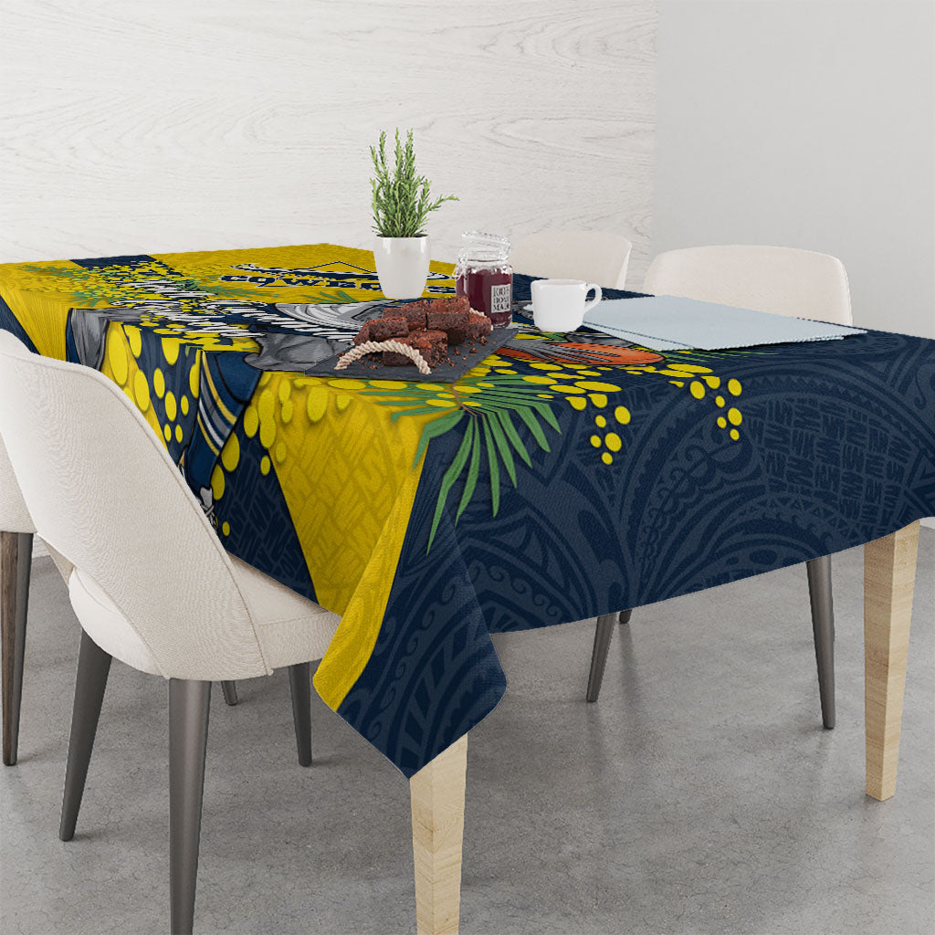 North Queensland Cowboys Tablecloth Golden Wattle Floral Polynesian - Australian Flower - Rugby Mascot
