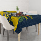 North Queensland Cowboys Tablecloth Golden Wattle Floral Polynesian - Australian Flower - Rugby Mascot