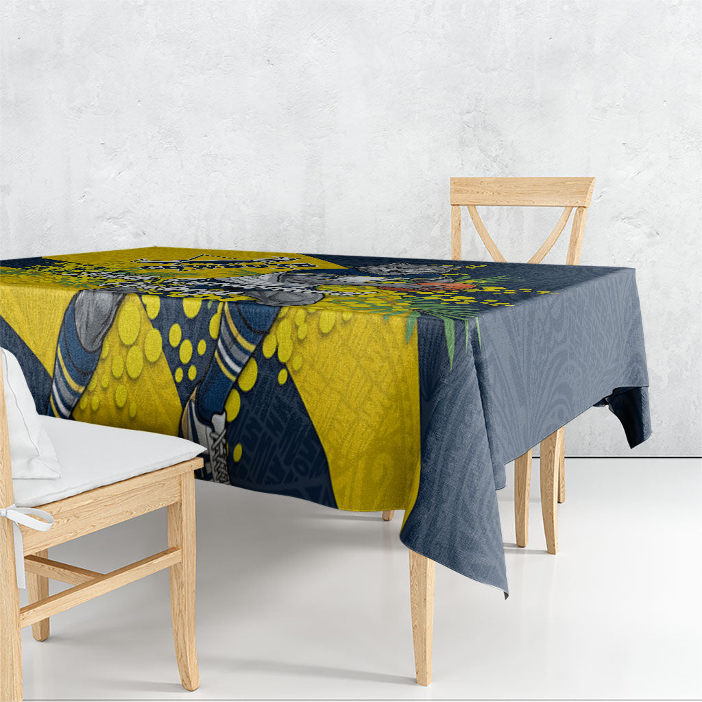 North Queensland Cowboys Tablecloth Golden Wattle Floral Polynesian - Australian Flower - Rugby Mascot