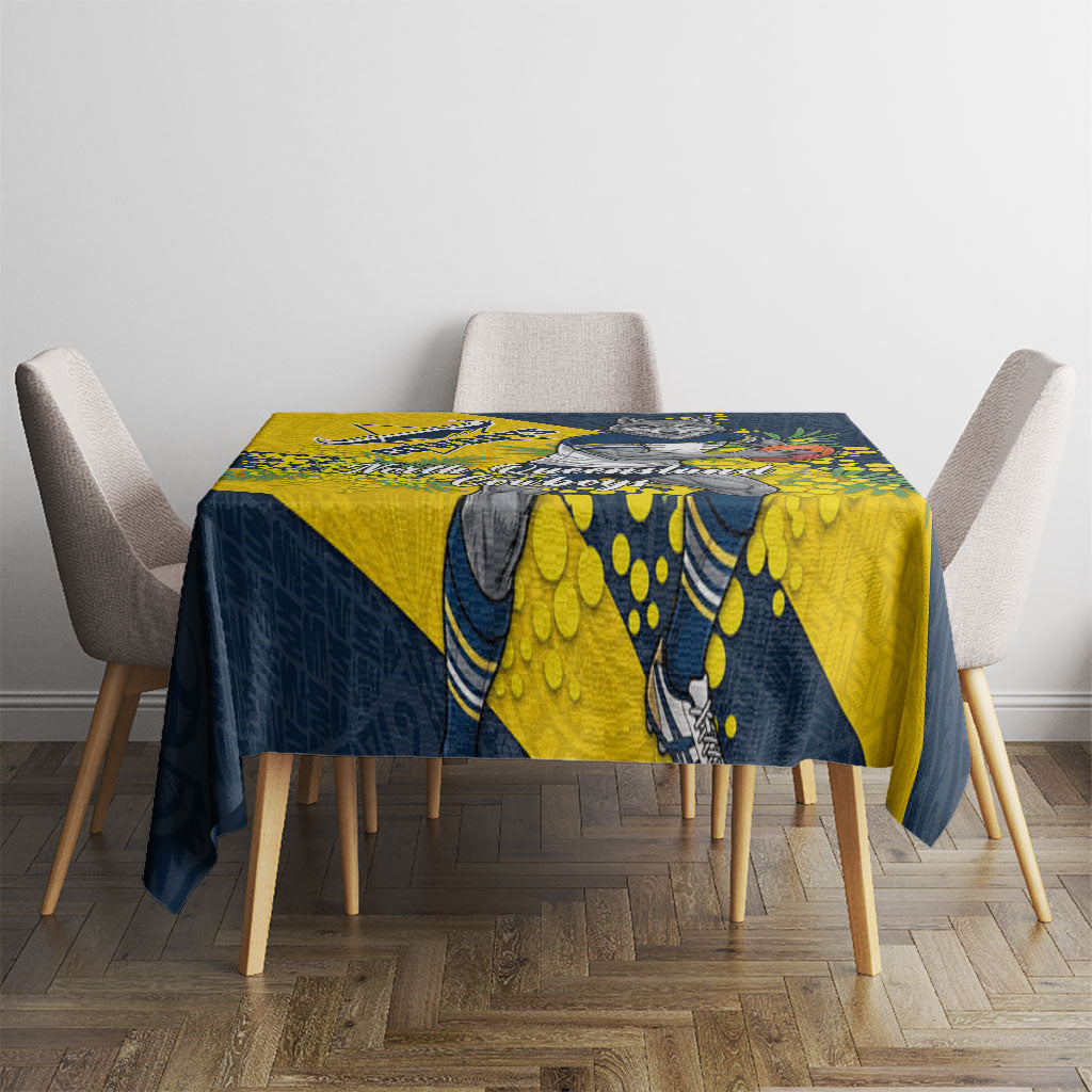North Queensland Cowboys Tablecloth Golden Wattle Floral Polynesian - Australian Flower - Rugby Mascot
