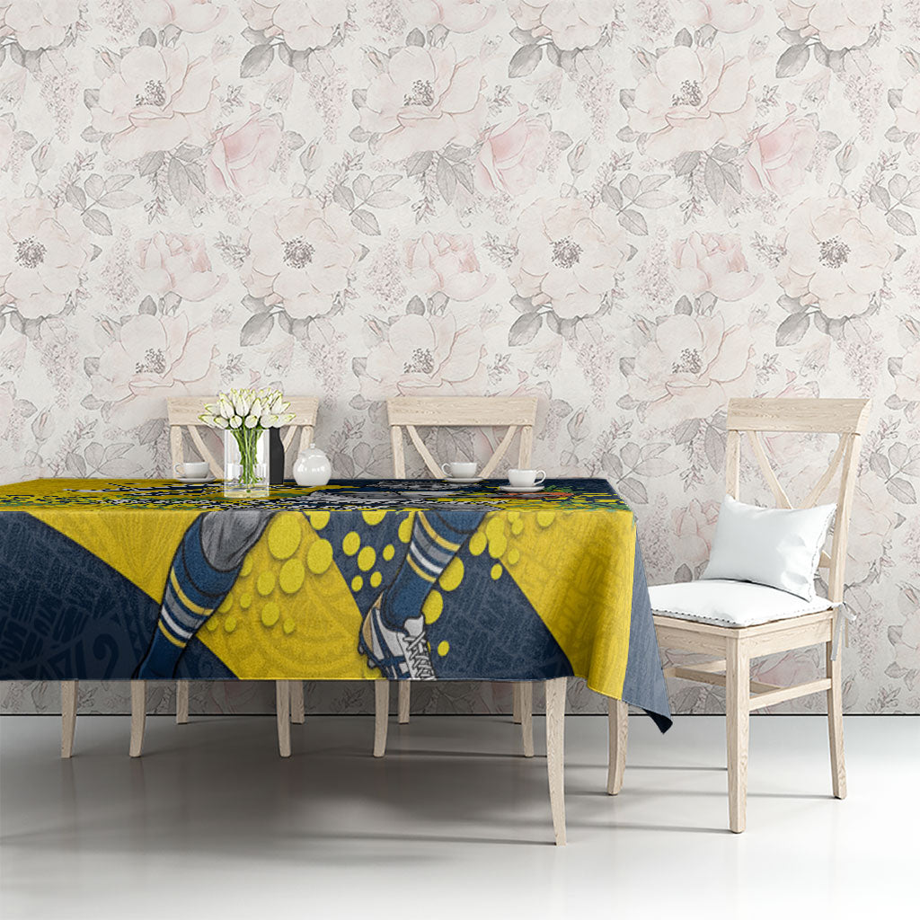 North Queensland Cowboys Tablecloth Golden Wattle Floral Polynesian - Australian Flower - Rugby Mascot