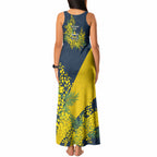 North Queensland Cowboys Tank Maxi Dress Golden Wattle Floral Polynesian - Australian Flower - Rugby Mascot
