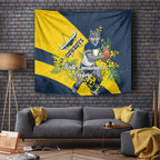 North Queensland Cowboys Tapestry Golden Wattle Floral Polynesian - Australian Flower - Rugby Mascot