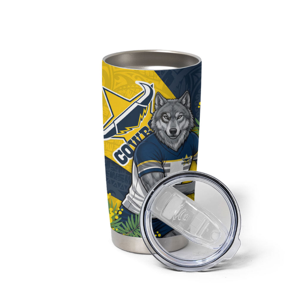 North Queensland Cowboys Tumbler Cup Golden Wattle Floral Polynesian - Australian Flower - Rugby Mascot