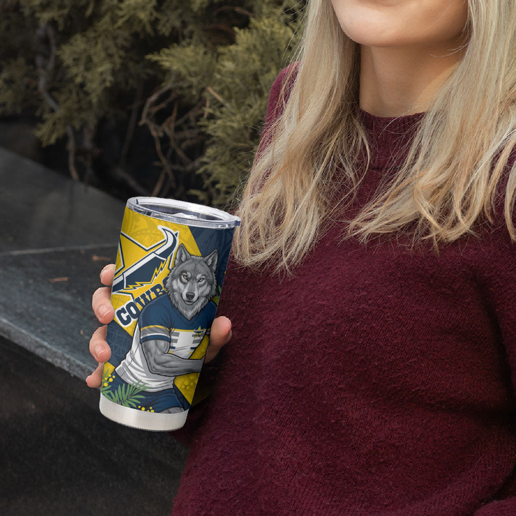 North Queensland Cowboys Tumbler Cup Golden Wattle Floral Polynesian - Australian Flower - Rugby Mascot