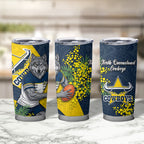 North Queensland Cowboys Tumbler Cup Golden Wattle Floral Polynesian - Australian Flower - Rugby Mascot