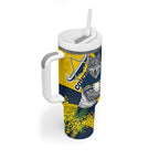 North Queensland Cowboys Tumbler With Handle Golden Wattle Floral Polynesian - Australian Flower - Rugby Mascot