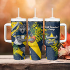 North Queensland Cowboys Tumbler With Handle Golden Wattle Floral Polynesian - Australian Flower - Rugby Mascot