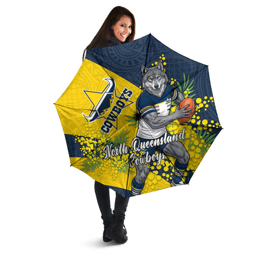 North Queensland Cowboys Umbrella Golden Wattle Floral Polynesian - Australian Flower - Rugby Mascot